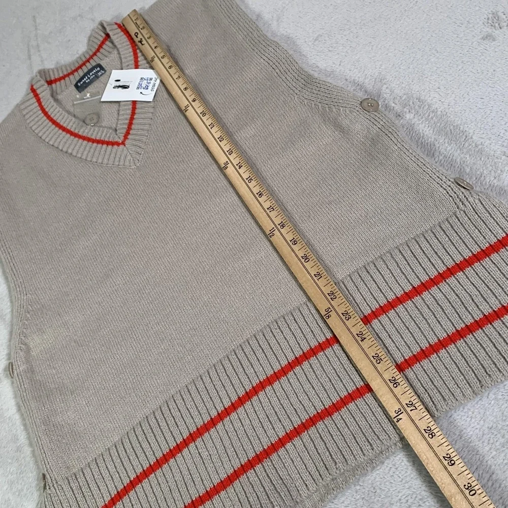Sweet Lovely By Jen Sweater Vest Womens M/L Beige Taupe V Neck Striped Knit NEW - Picture 8 of 11